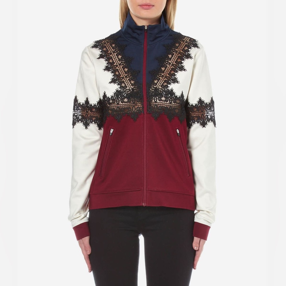 Ganni Rogers Track Jacket Colorblock Retro Lace NWT Size Medium
